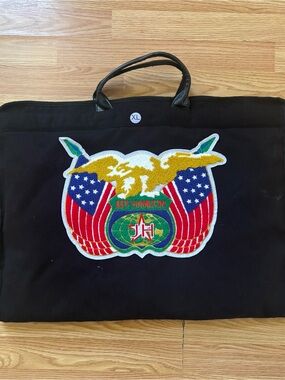 Jeff Hamilton Black Embroidered Crest Garment Bag